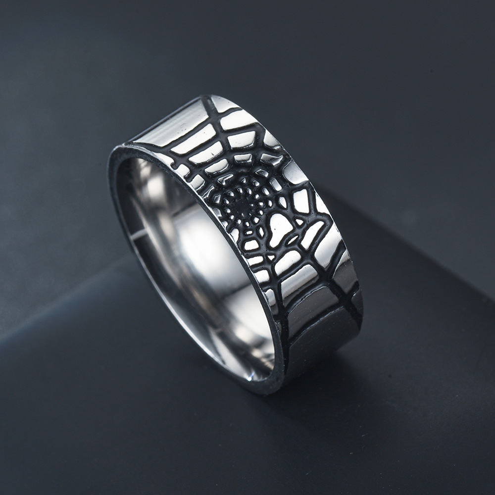 Initial Ring Custom - ステンレス鋼シンプルな蜘蛛の巣リングファッションレディースメンズシルバーカラー指輪絶妙なチャームジュエリーアクセサリーギフト