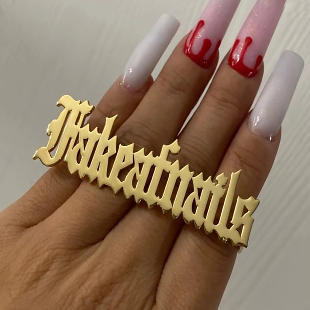 Initial Ring Custom - 男性と女性のためのゴシックカスタムリング,プレミアムステンレススチール,ゴールドの大きなリング,パーソナライズされたジュエリー,パーティーギフト,デート