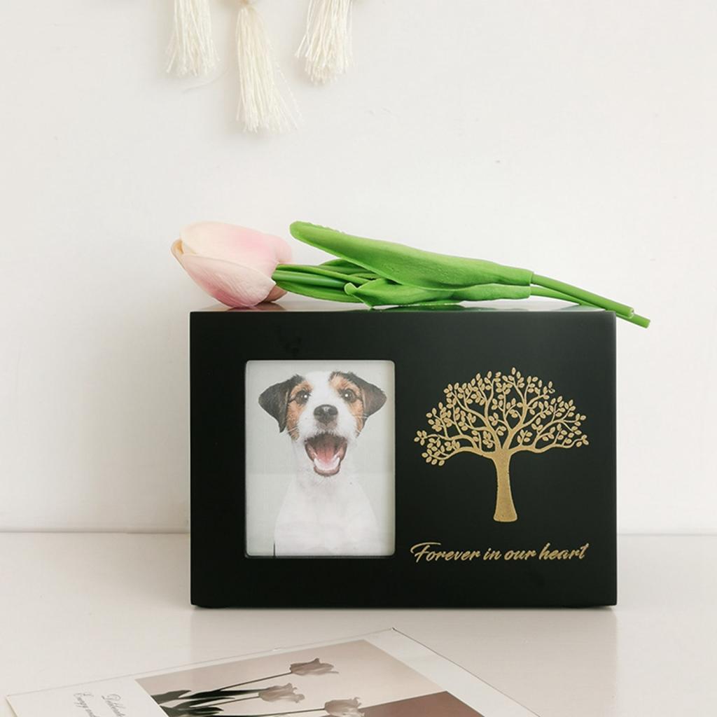 Engraved Wood Frame - 木製の猫のまつ毛の記念品ボックス、犬用のcreemation、写真フレーム付きの識別