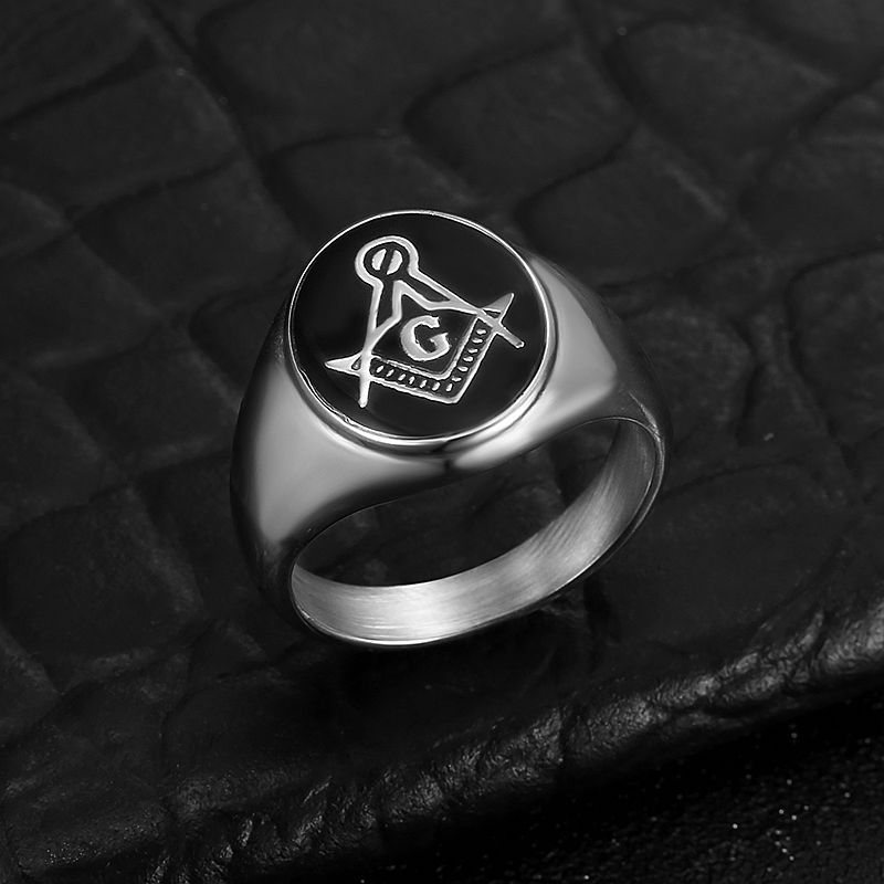 男性ヴィンテージ 316L ステンレス鋼丸みフリーメイソンリ - Initial Ring Custom のレビューと価格