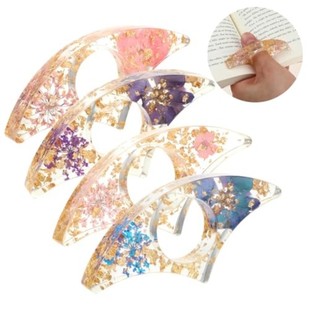 4個入りギフト ドライフラワー レジン製ブックページホルダー - Dried Flower Bookmark のレビューと価格