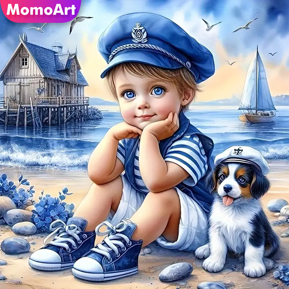 Momoart-子供のための犬のモザイク絵画,完全なダイヤモ - Photo Mosaic Print のレビューと価格