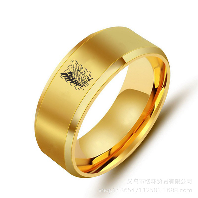 男性と女性のためのステンレス鋼の翼の指輪,5色,進撃の巨人, - Initial Ring Custom のレビューと価格