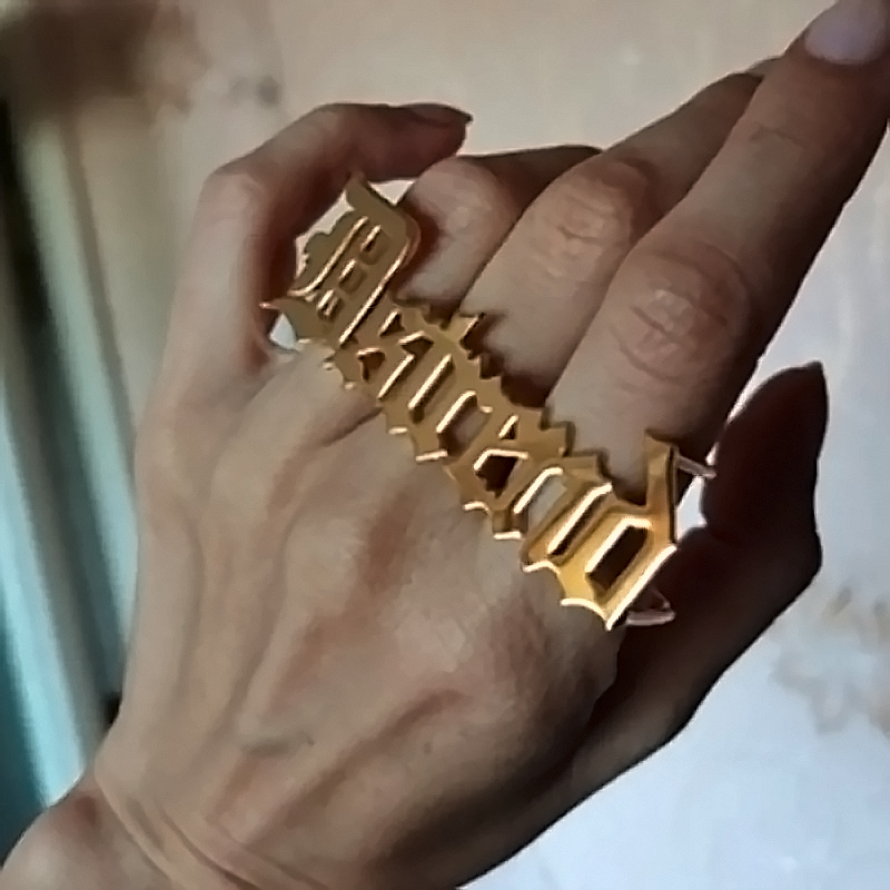 男性と女性のためのゴシックカスタムリング,プレミアムステンレ - Initial Ring Custom のレビューと価格