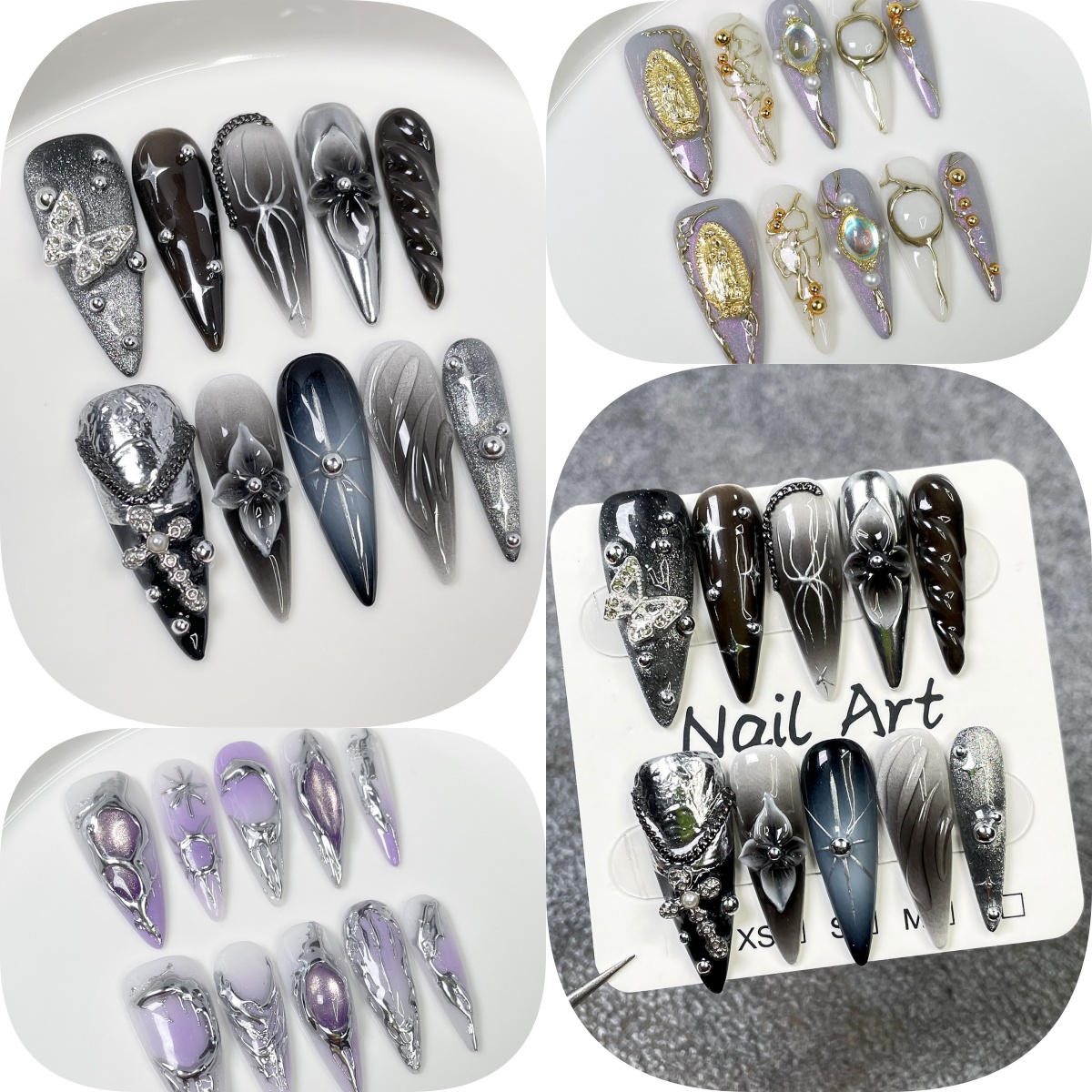 10個入り ブラックグラデーション ロングスティレット つけ - Pressed Flower Art のレビューと価格
