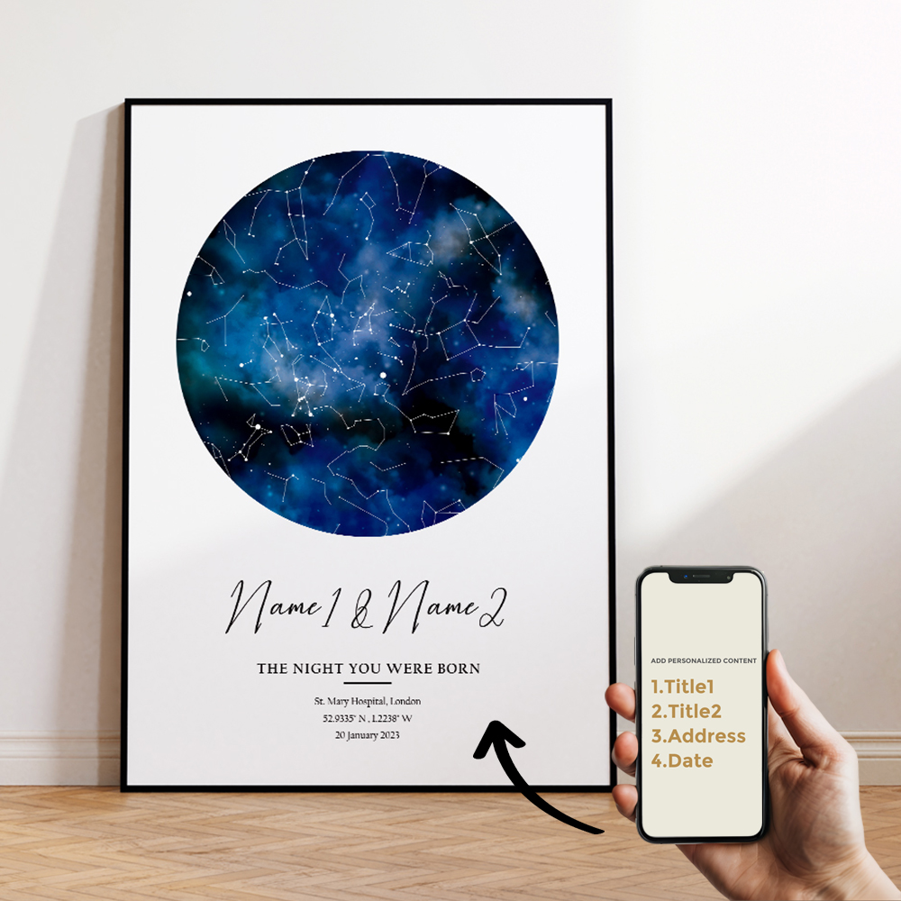 現代風カスタムパーソナライズ夜空星図ウォールアートキャンバス - Custom Star Map のレビューと価格