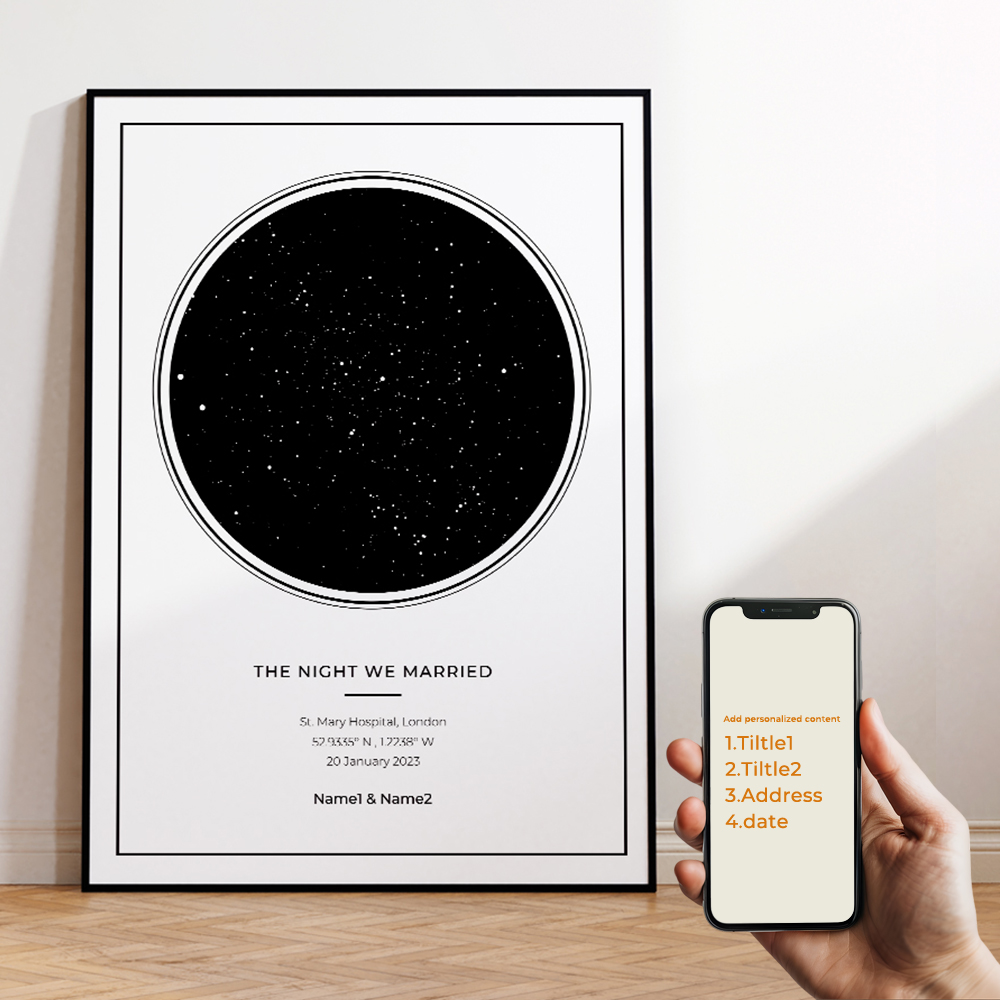 現代風カスタムパーソナライズ夜空星図ウォールアートキャンバス - Custom Star Map のレビューと価格