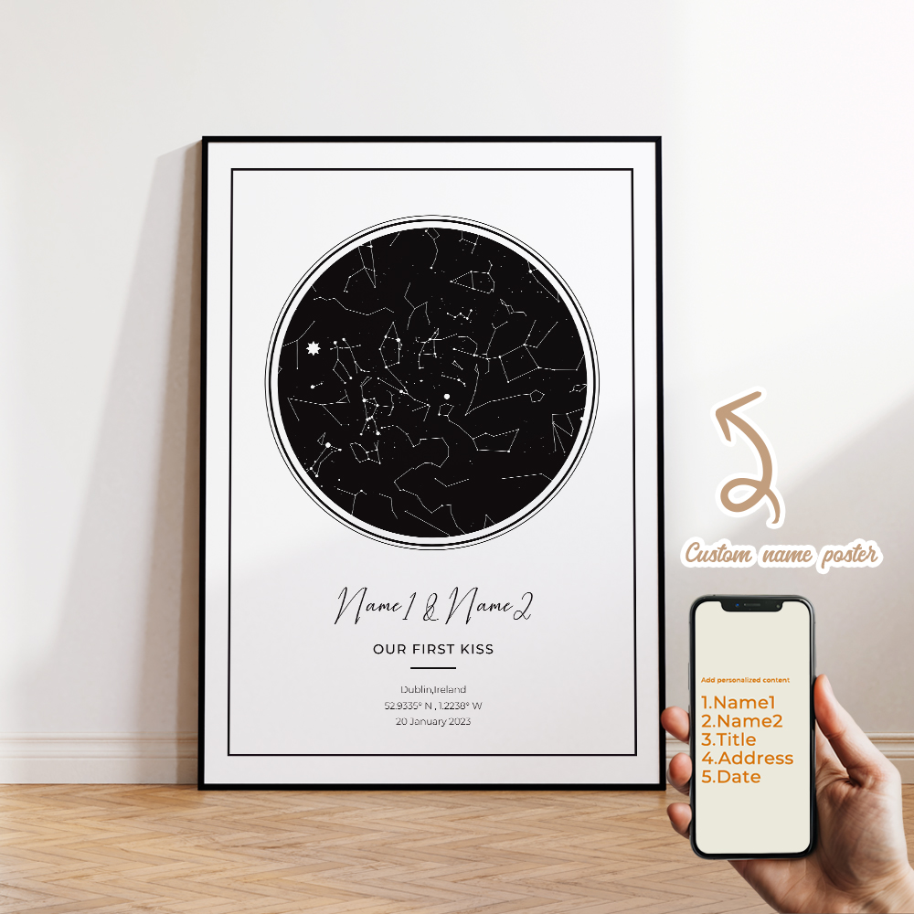 現代風カスタムパーソナライズ夜空星図ウォールアートキャンバス - Custom Star Map のレビューと価格